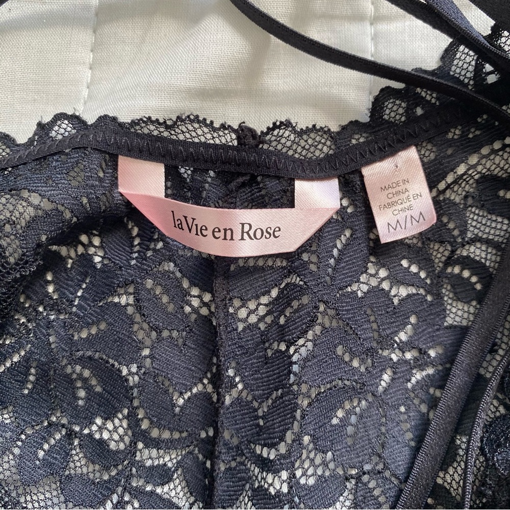 La Vie En Rose Black Lace Bodice Slip - Picture 3 of 11